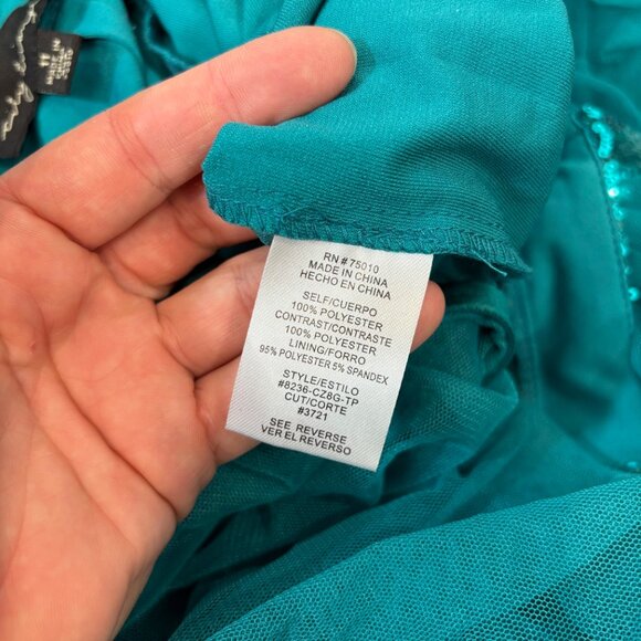 City Triangles Maxi Skirt Teal Sequin Tiered Prom Formal Party sz 2/4 - Picture 7 of 10